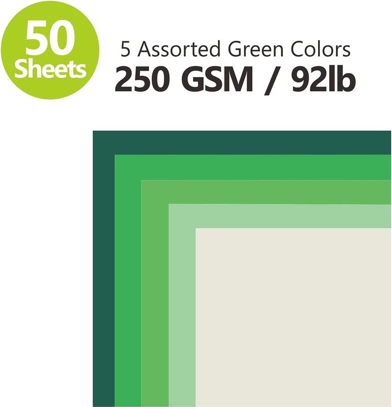 BearBoss Green Colored Cardstock Thick Paper 50 Sheets, 8.5" x 11" Heavyweight 92lb Cover Card Stock for Crafts and DIY Cards Making - Image 2
